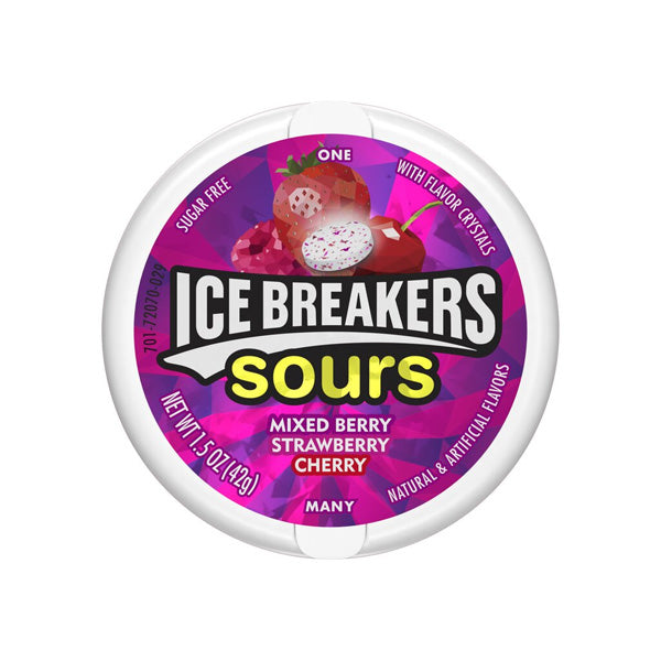 Ice Breakers Sours Mixed Berry, Strawberry, Cherry Sugar Free 42g